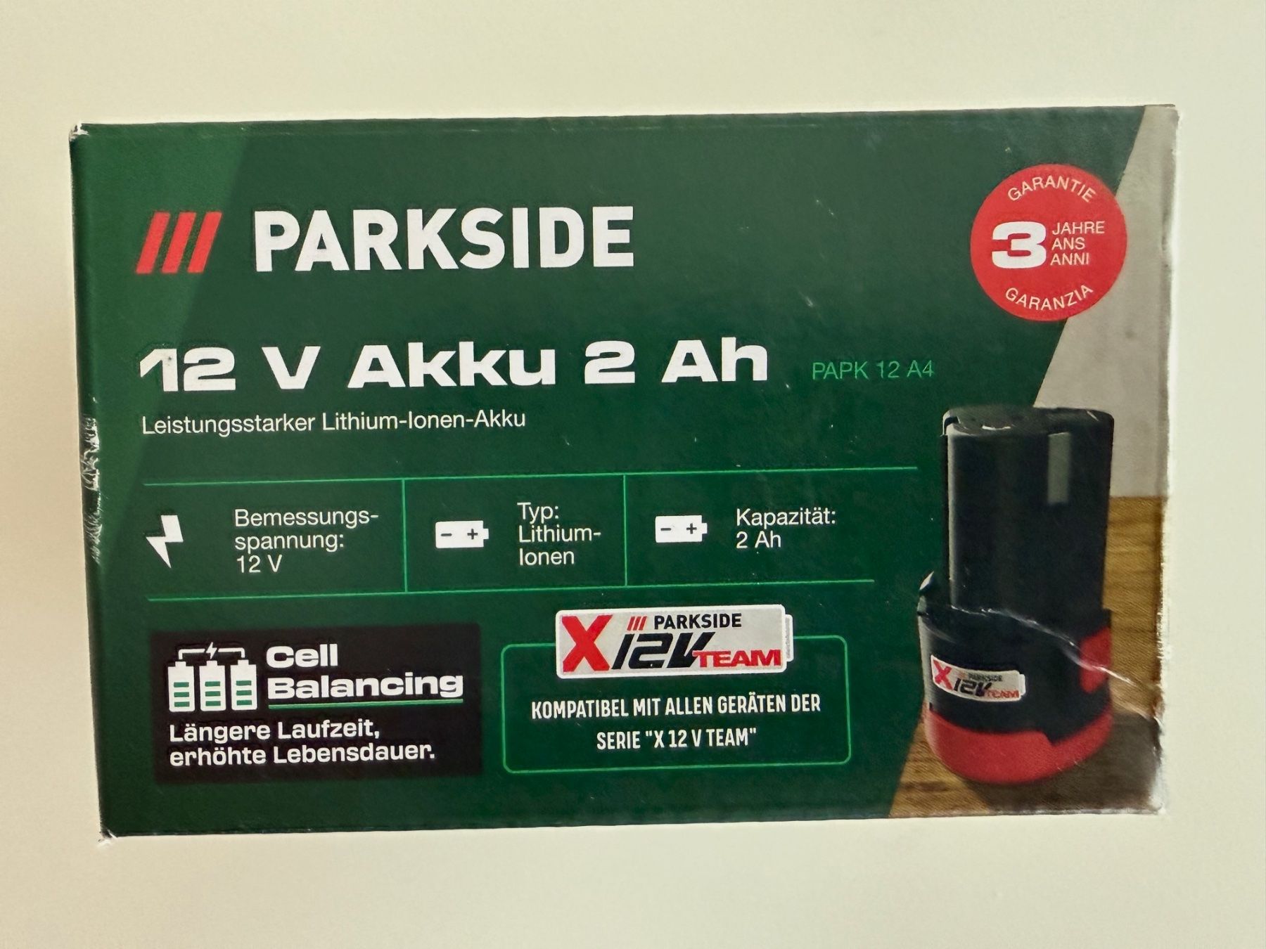 Parkside Akkus & Batterien: Parkside Akku 12V/2Ah, PAPK 12 A4 – Neu und originalverpackt aus St-Gingolph von GoldenKeys
