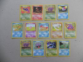 13 versch. Pokémon Sammelkarten Jahr 1999  Engl. Text HP
