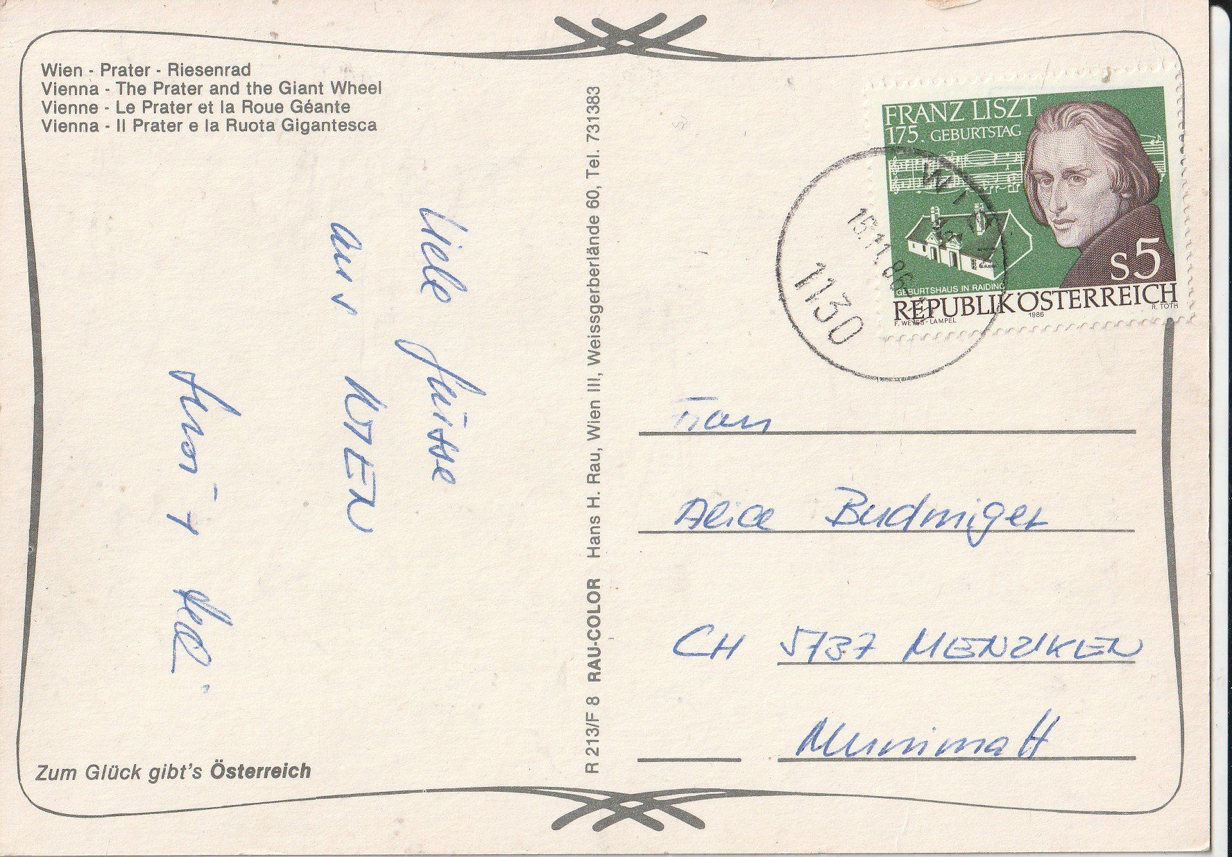 Cartoline postali: Wien Pratter – Usato da Lumbrein venduto da made02 1