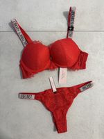 Victoria's Secret Red Lace Bra & Panty Set 
