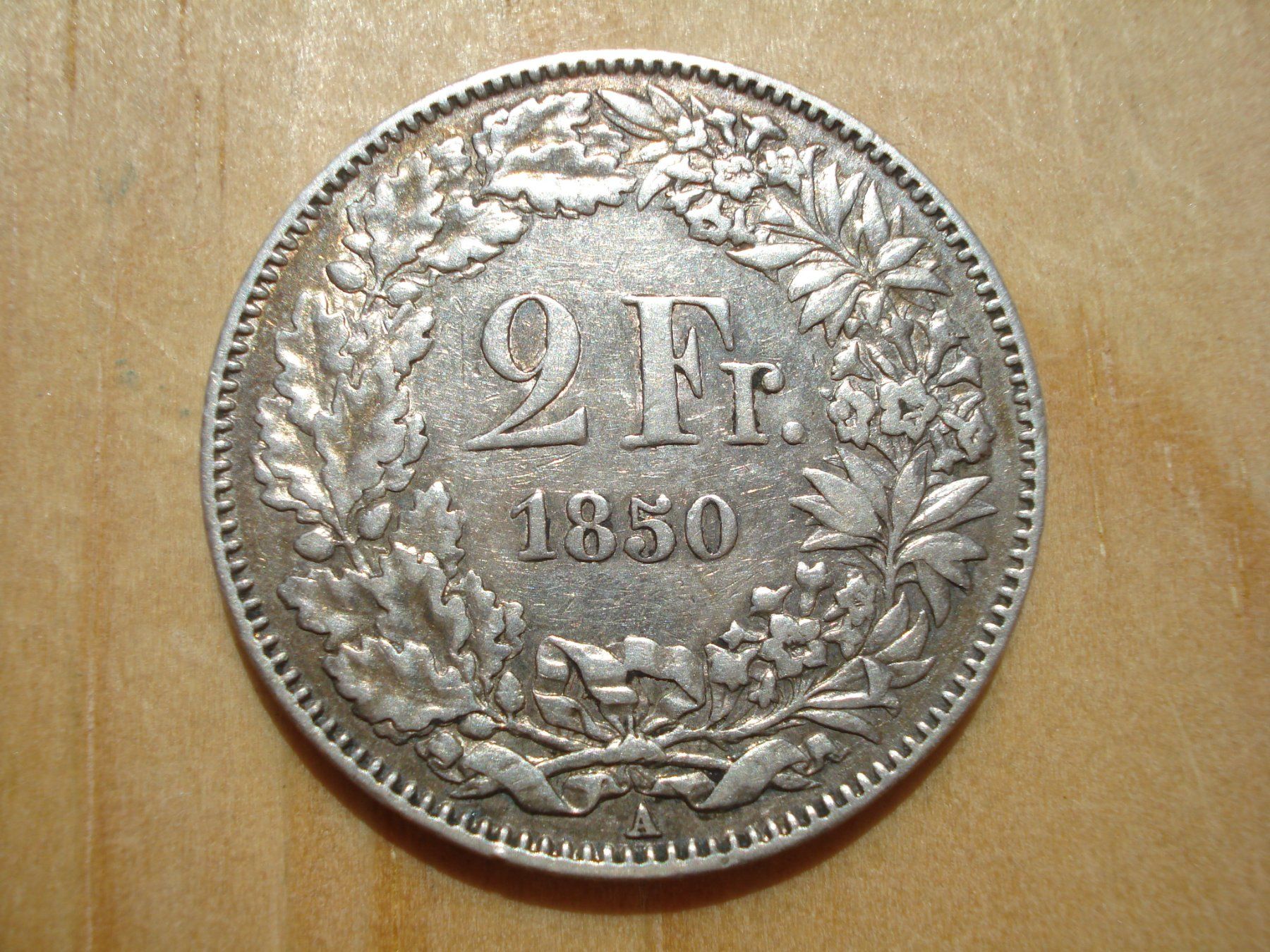 Alle Münzen: (N°5) 2 Franken 1850 – Gebraucht aus Erlach von Net-Coins