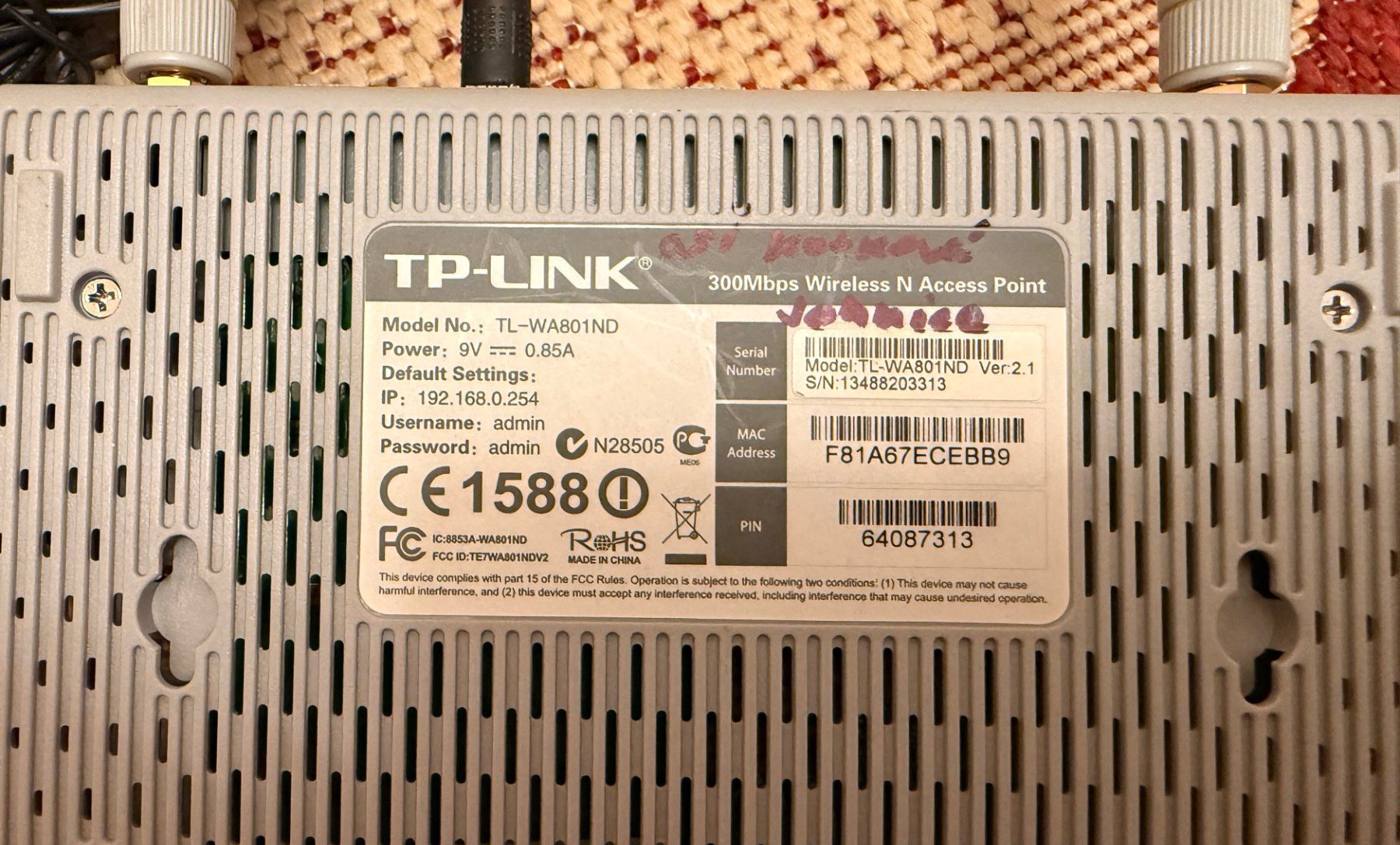 Wlan: TP-Link TL-WA801ND 300Mbps Wireless N Access Point inkl. Net – Gebraucht aus Regensdorf von michaljanata 2