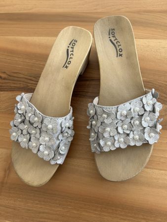 Softclox Silber Blumen Gr. 40 Neuwertig