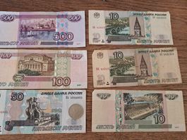 Russische Banknoten und Münze Konvolut gebrauchter Zustand