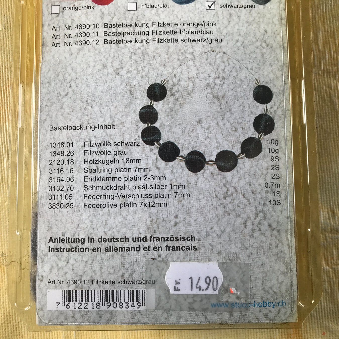 Kit bricolage: FILZKETTE SCHWARZ / BASTELPACKUNG – Nuovo e nell'imballaggio originale da Ostermundigen venduto da wini63 4