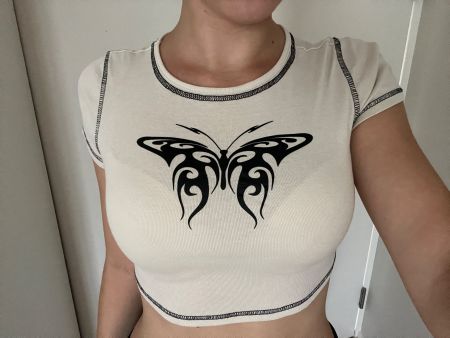 H&M Divided Crop Top mit Schmetterling, Gr. S, Neu!