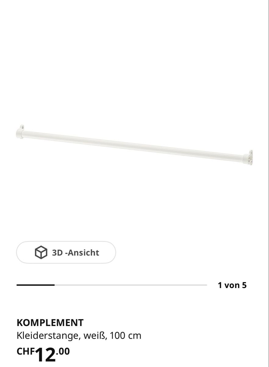 Ikea Appendiabiti: Ikea Kleiderstange, weiss, 100 cm – Usato da Kloten venduto da Vaseo