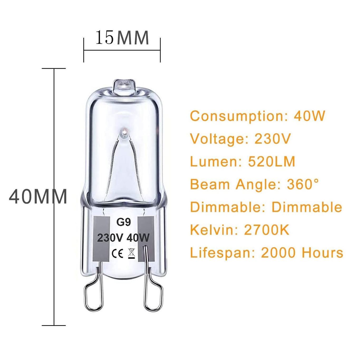 Lampade: Halogen G9 40w Dimmbar 230v 12 Stücke – Nuovo (secondo la descrizione) da Thun venduto da nuonuoshop 3