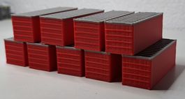9 Container Spur N 3 D Druck Rot /Grau L 50/B 16/ H 17 mm