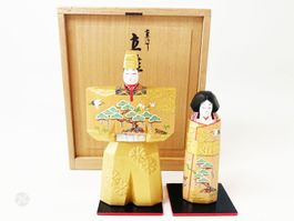 Hina Dolls Japan Kyugetsu Holz Schnitzerei Figuren Original