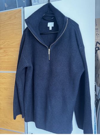 H&M Pullover mit Reissverschluss dunkelblau Grösse S