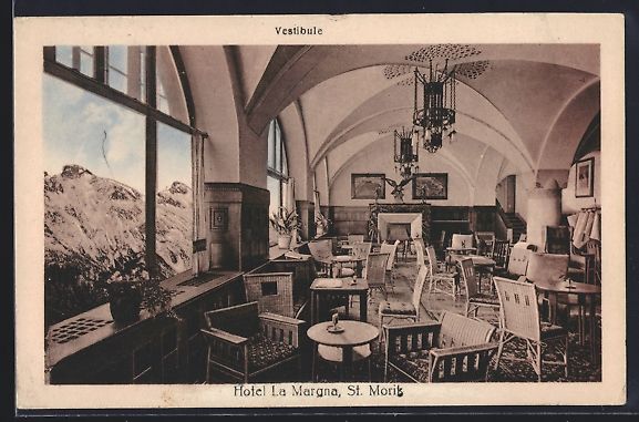 Cartes postales: St. Moritz, Hotel La Margna, Vestibül – D'occasion à Berlin par bartko-reher