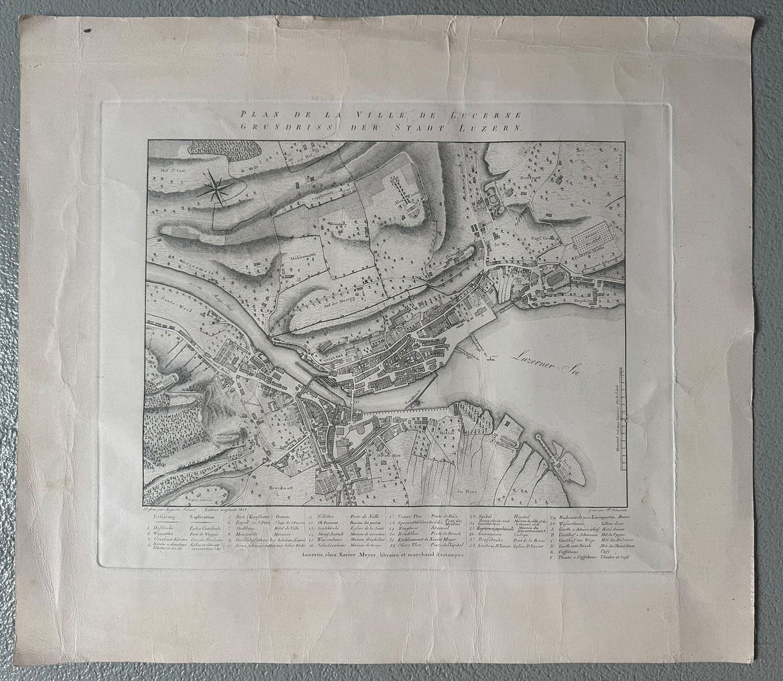 Incisioni: Historischer Stadtplan Luzern 1848 – Usato da Mönchaltorf venduto da Speedy453 1