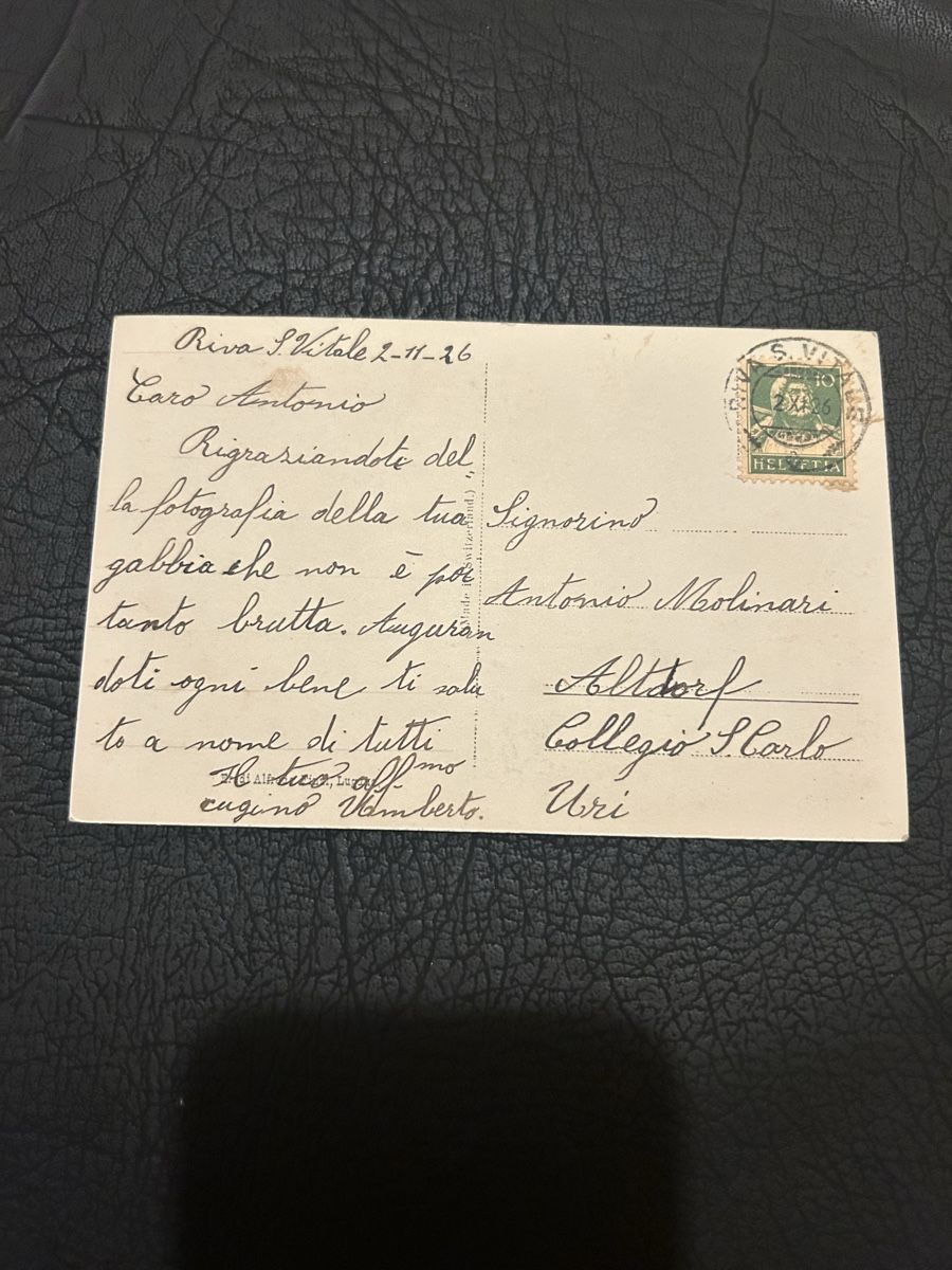 Ansichtskarten: Riva San Vitale 1926 – Gebraucht aus Breganzona von Milesbo 1