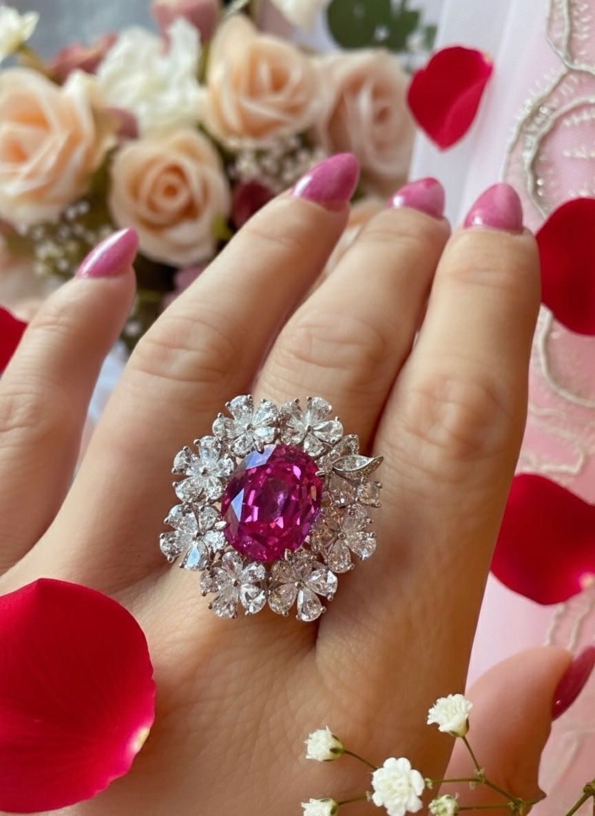 Ringe: Bague Cocktail – Saphir Rose – Neu und originalverpackt aus St-Maurice von Sandrinette123 4