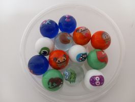 13 Kugelspiel Kugeln bunte Motive, Glasmurmeln Mania