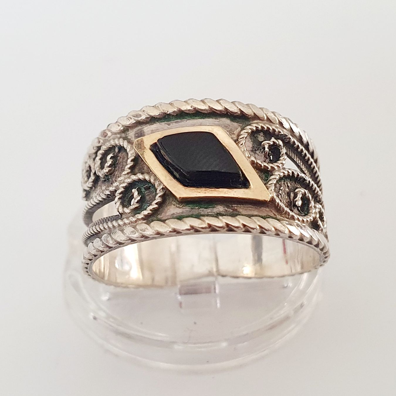 Anelli: Schöner Silberring mit schwarzem Stein, Grösse 19.6 mm – Usato da Kreuzlingen venduto da Wunderkiste123 2