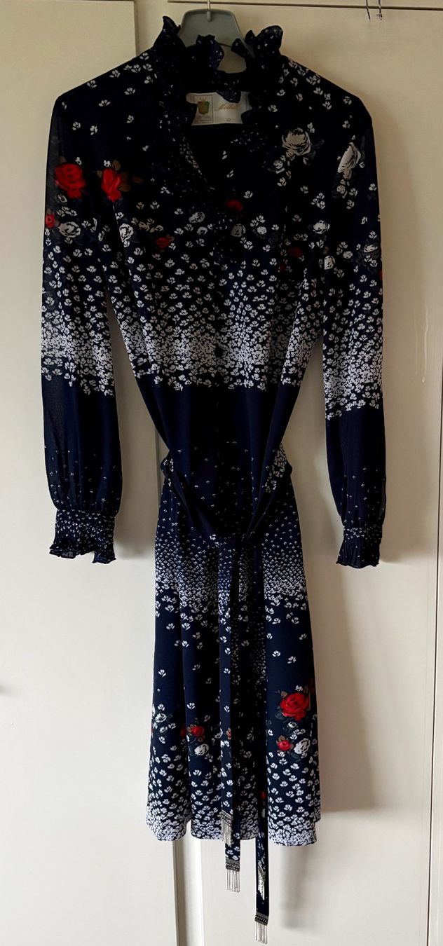 Vestiti: Langes fliessendes Jerseykleid blau gemustert, Polyester – Nuovo (secondo la descrizione) da Oberrieden venduto da pet_n2c2 5