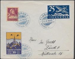 1924 Flug Grenchen-ZH Sonder-o MISCH-Frank. +Vignette ab 1.-