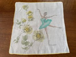 Taschentuch Ballerina gelbe Rosen weiss mit gelbem Rand