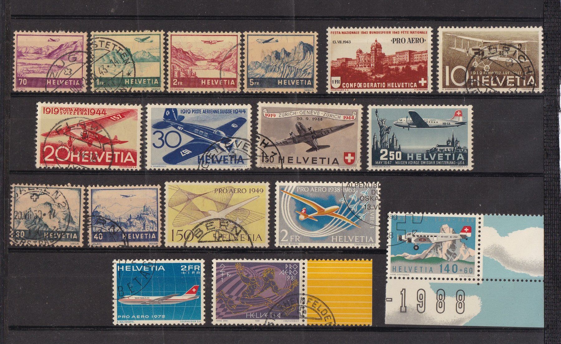 Tutti i francobolli: CH Briefmarken Lot "Flugpost" ab 1923 – Usato da Münchwilen AG venduto da Nesar 1