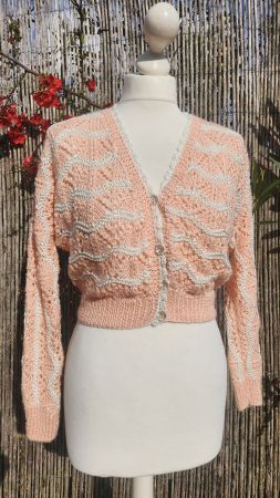 Jaquette/Boléro artisanale, abricot/écru
