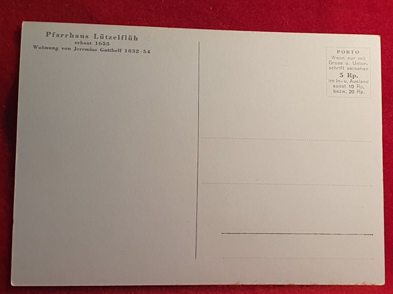 Cartoline postali: AK Pfarrhaus Lützelflüh BE – Usato da Küttigen venduto da Melisch1000 1