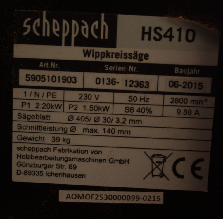 Scheppach Wippsäge HS410 230V Kaufen auf Ricardo