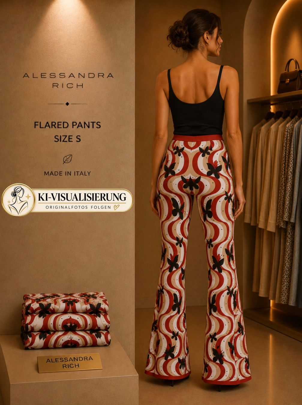 Pantaloni: Alessandra Rich High-Rise Flared Pants – Gr. S – Nuovo (secondo la descrizione) da Fällanden venduto da TH-Boutique- 1