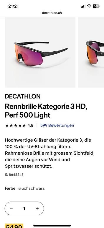 Brillen & Gläser: Rennradbrille, 1x getragen – Neu (gemäss Beschreibung) aus Frauenfeld von chbre 1