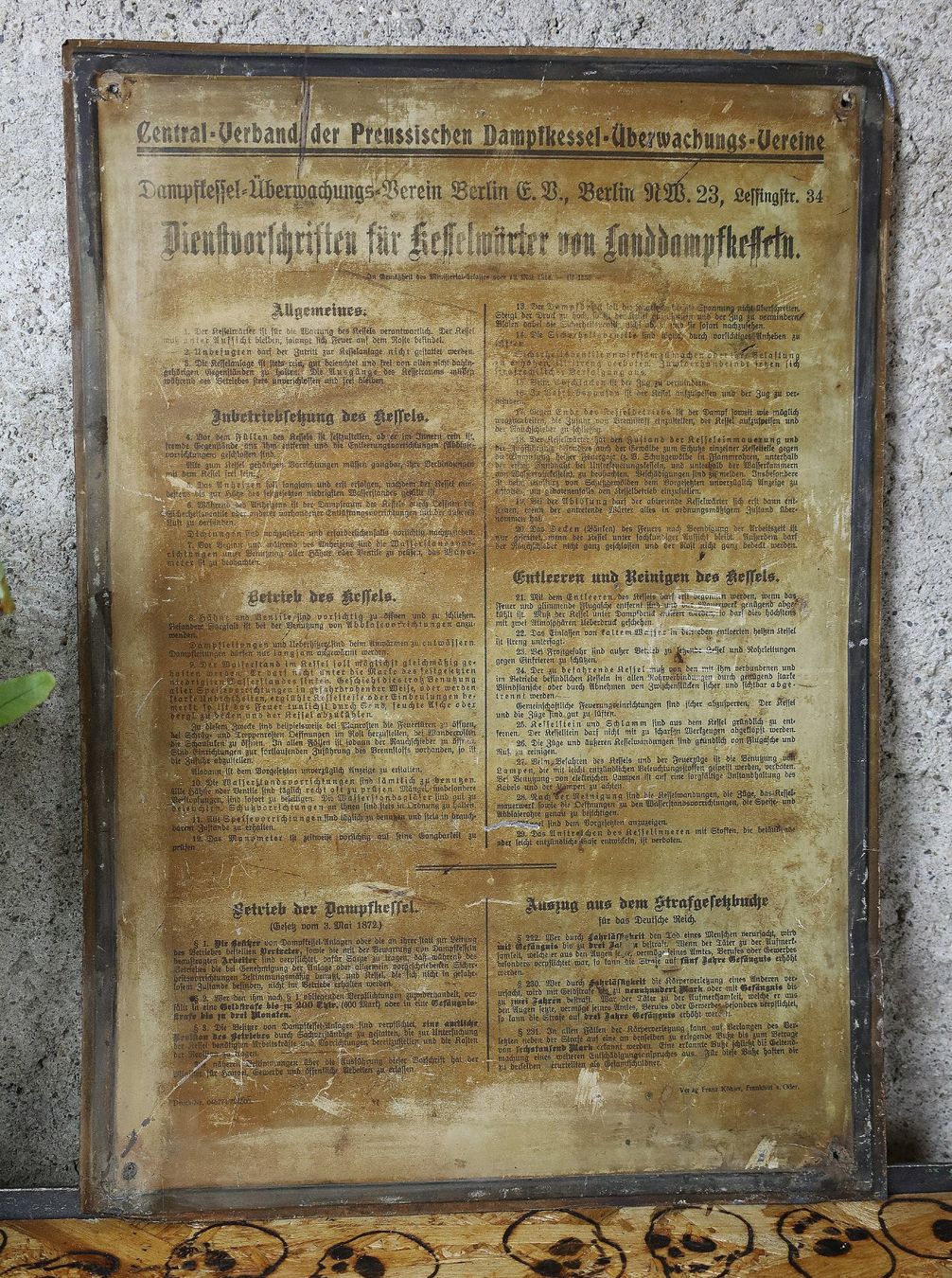Insegne: Blechschild "Dienstvorschrift Kesselwärter" – Usato da Birrwil venduto da brandschatz_birrwil 1
