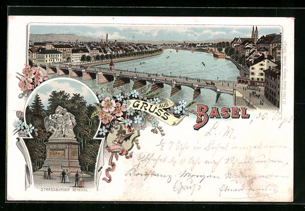 Ansichtskarten: Litho Basel, Strassburger Denkmal, Total – Gebraucht aus Berlin von bartko-reher