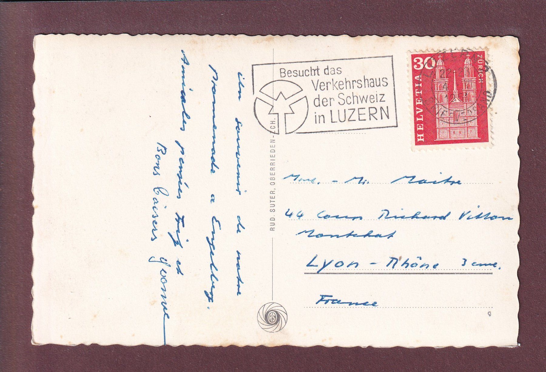 Cartoline postali: RUGGHUBEL-HÜTTE - 1961 – Usato da Pully venduto da nicecards 1