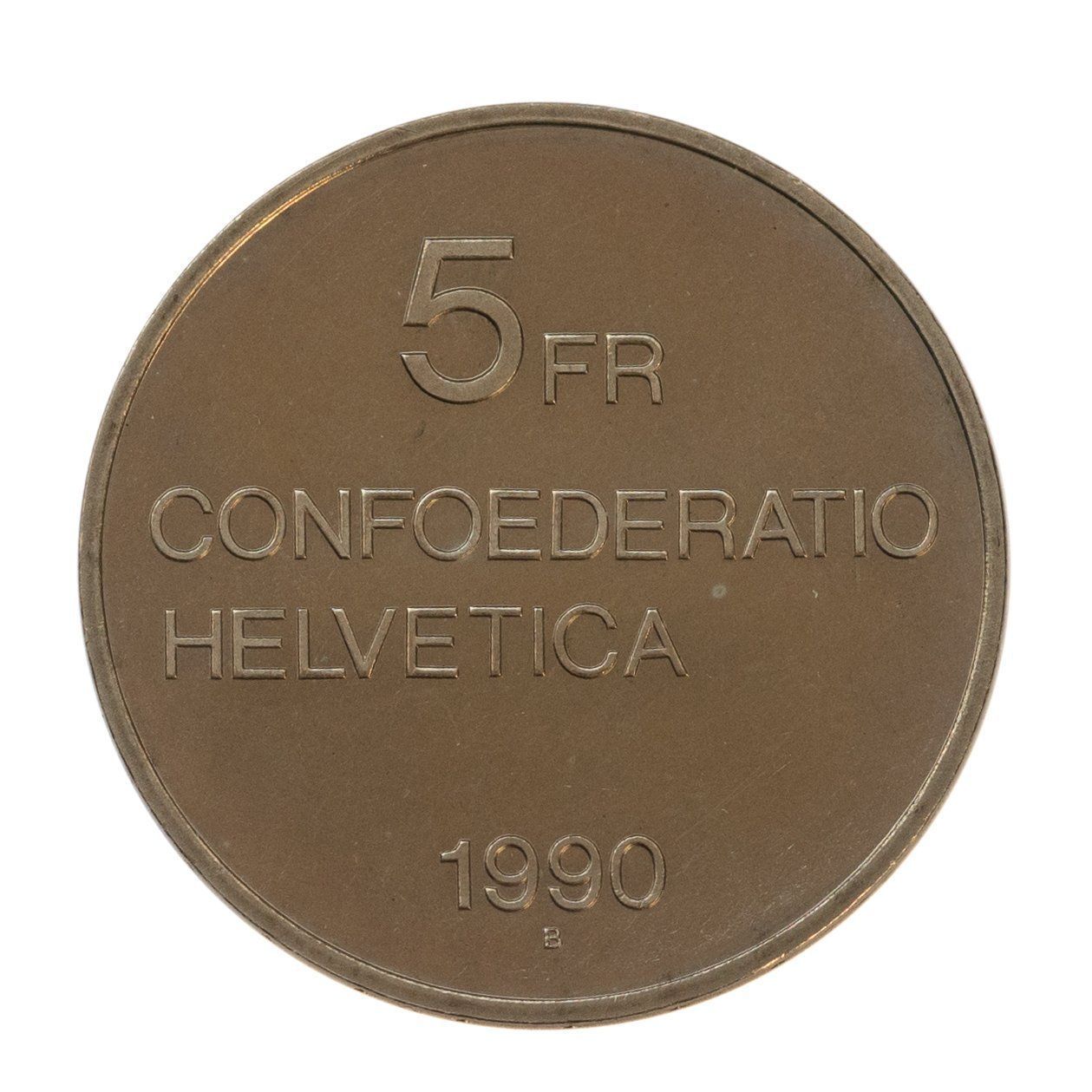 Tutti le monete: 5 Franken 1990 Gottfried Keller – Usato da Rotkreuz venduto da Swiss-Coins 1