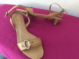 Sandalettes beige-Cognac, 39, cuir,