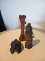 Holzfiguren 3 Stück geschnitzt dekorativ gebraucht