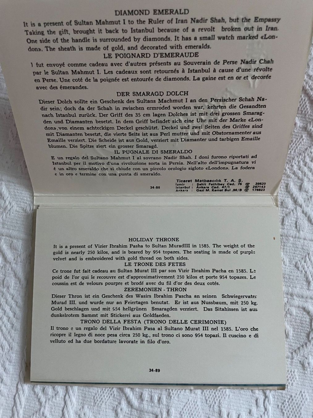 Bücher: Souvenir Buch des Topkapi Museums in Istanbul – Gebraucht aus Winterthur von Myrtillus 2