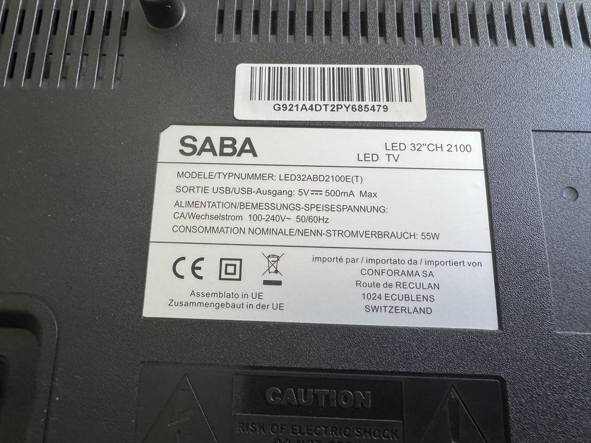 Saba Televisori: SABA LED TV 32" HD, Modell LED32ABD2100E(T) – Usato da St. Gallen venduto da ad103 4