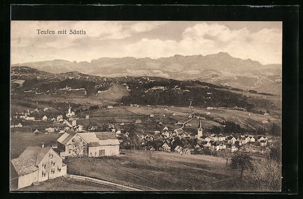 Cartes postales: AK Teufen, Panorama mit Säntis, 1908 – D'occasion à Berlin par bartko-reher