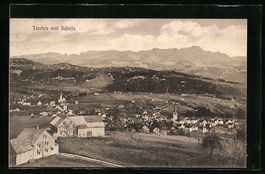 AK Teufen, Panorama mit Säntis, 1908