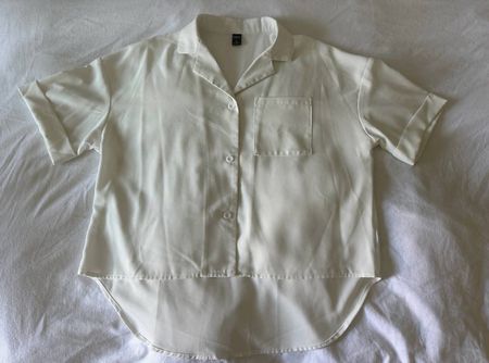 Weiße Oversize Bluse / Kurzarmhemd  ungetragen