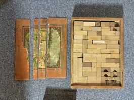 Vintage Wooden Building Blocks Toy Set, Summer Fun 48 Chars