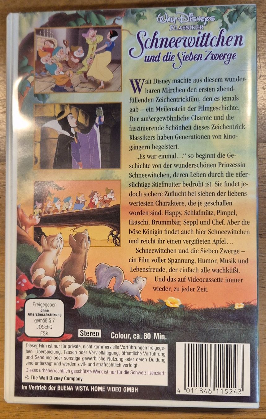 Tutti i VHS: VHS-Videokassette Walt Disneys "Schneewittchen" – Usato da Spreitenbach venduto da Weha9 1