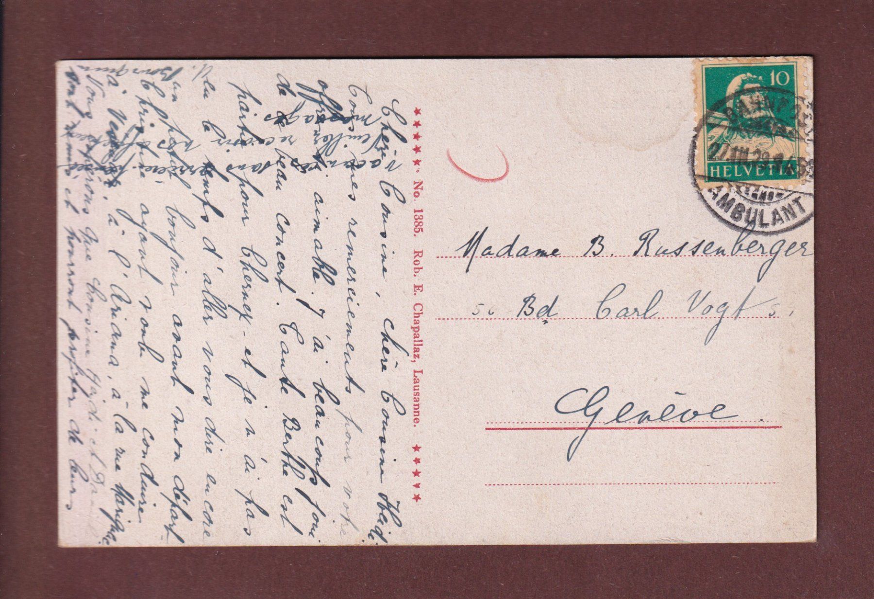 Ansichtskarten: LUCENS - Château - 1929 – Gebraucht aus Pully von nicecards-shop 1