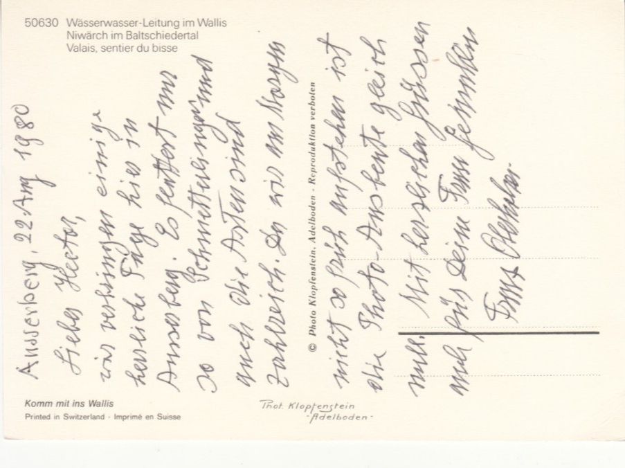 Cartoline postali: Wässerwasser 1980 – Usato da Bürglen TG venduto da StampGraf 1