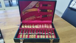 Vintage Dessert-Besteckset aus Thailand / 15 Teile / Bronze