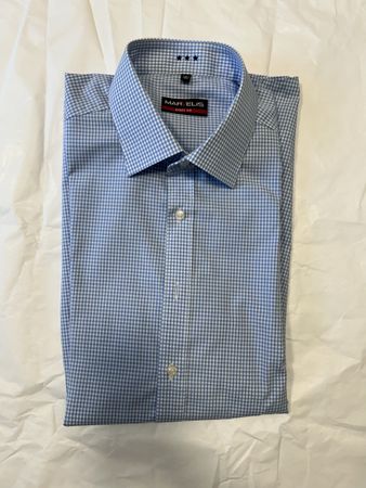 Herren Hemd hellblau kariert Grösse 41