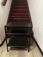 Black metal Nightstand / bedside table with 3 shelves