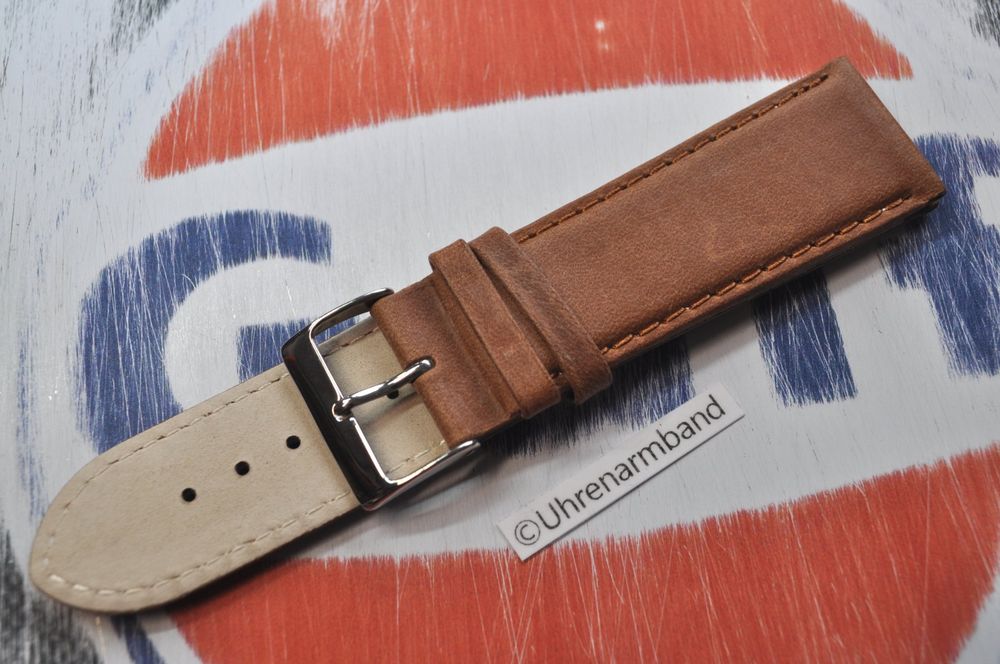 Bracciali & Braccialetti: 24mm Uhrenarmband,  Leder braun, Uhrenband – Nuovo (secondo la descrizione) da Courlevon venduto da Uhrenarmband 1