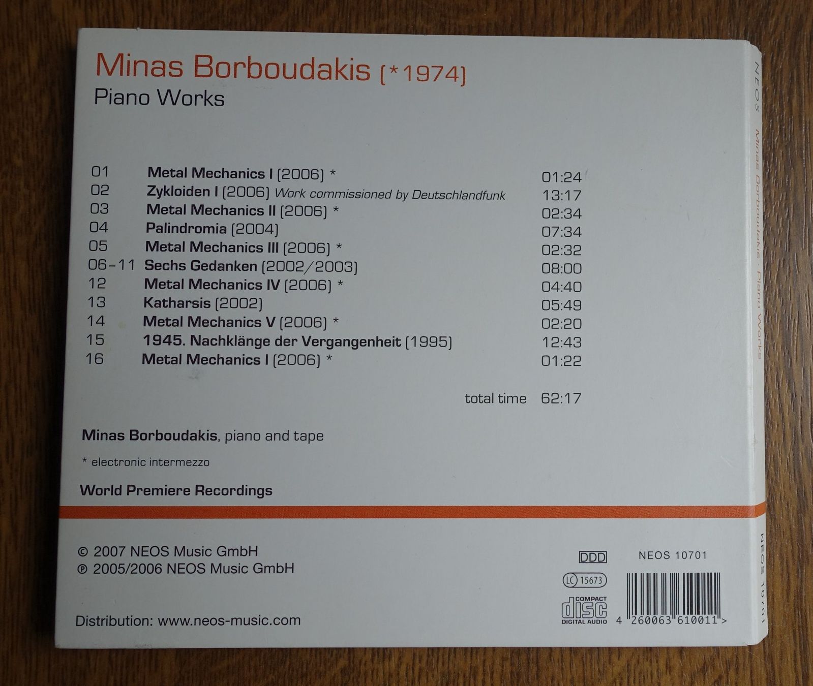 CD: Minas Borboudakis – Piano Works - D2 – Usato da Sessa venduto da discoverymedia 1